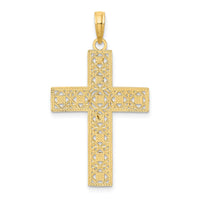 10K W/ Rhodium D/C and Cut-Out Cross Charm-10K9542