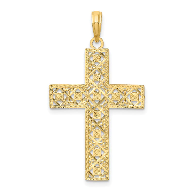 10K W/ Rhodium D/C and Cut-Out Cross Charm-10K9542