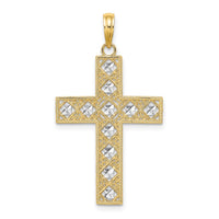 10K W/ Rhodium D/C and Cut-Out Cross Charm-10K9542