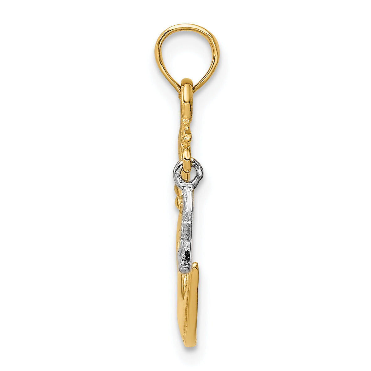10K Two-Tone Open-Backed Half Moon and Star Pendant-10K955