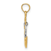 10K Two-Tone Open-Backed Half Moon and Star Pendant-10K955