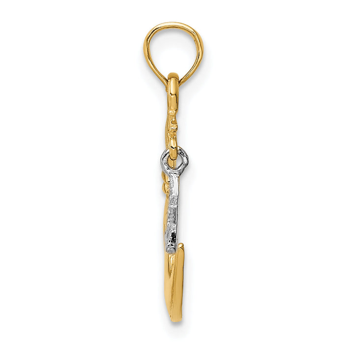 10K Two-Tone Open-Backed Half Moon and Star Pendant-10K955