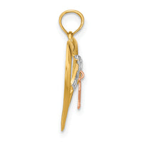 10k Two-tone with White Rhodium BELIEVE in Heart w/ Breast Cancer Ribbon-10K9551