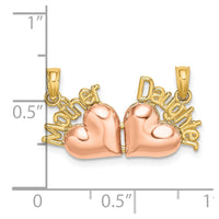 10k Two-Tone MOTHER and DAUGHTER Break-Apart Hearts Charm-10K9556
