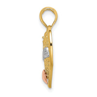 10K Two-tone w/White Rhodium GRANDMA Heart Charm-10K9557