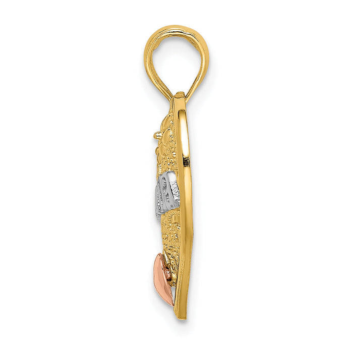 10K Two-tone w/White Rhodium GRANDMA Heart Charm-10K9557