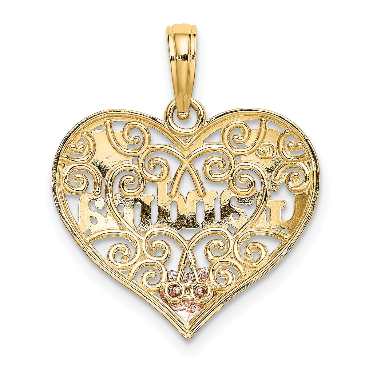 10K Two-tone w/White Rhodium GRANDMA Heart Charm-10K9557