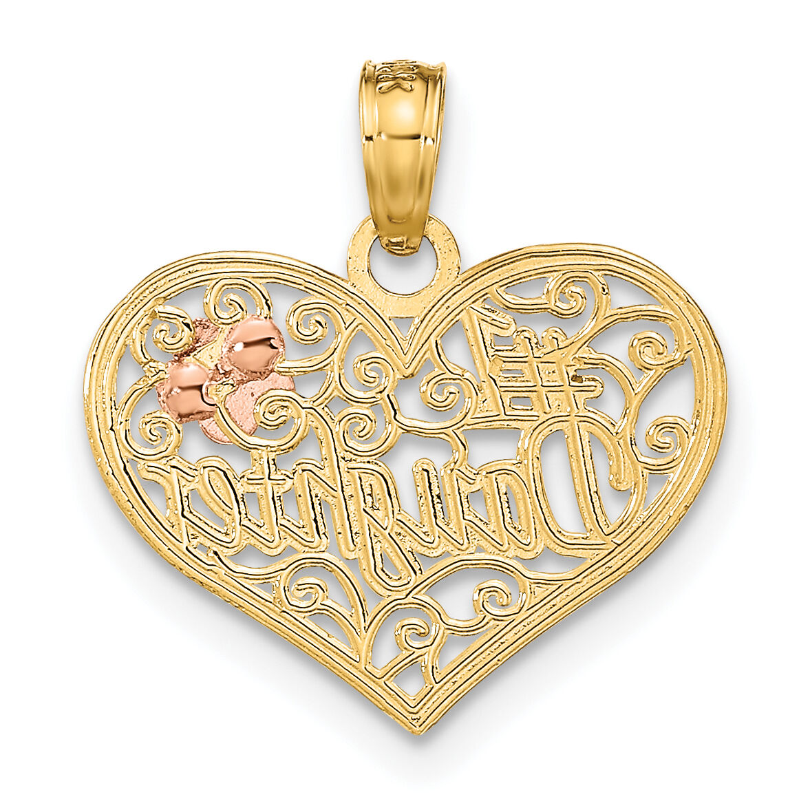 10K Two-tone w/White Rhodium #1 DAUGHTER In Heart Charm-10K9558