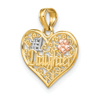 10K Two-tone w/White Rhodium #1 DAUGHTER In Heart Charm-10K9558