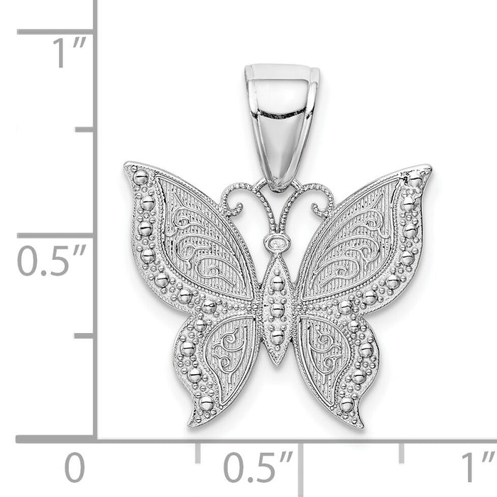10K White Gold Butterfly Pendant-10K9572W