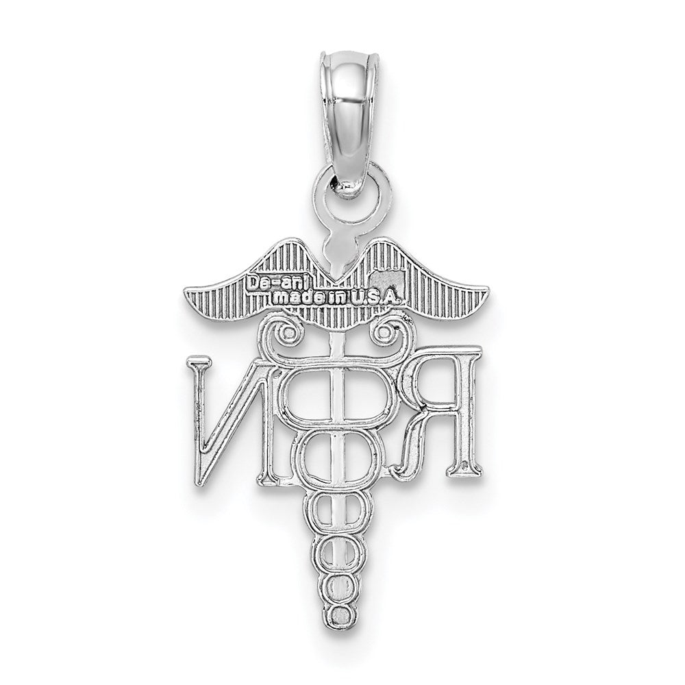 10K White Gold RN Caduceus Pendant-10K9575W
