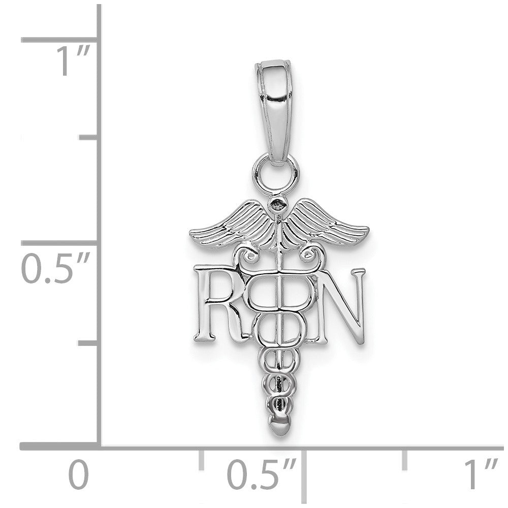 10K White Gold RN Caduceus Pendant-10K9575W