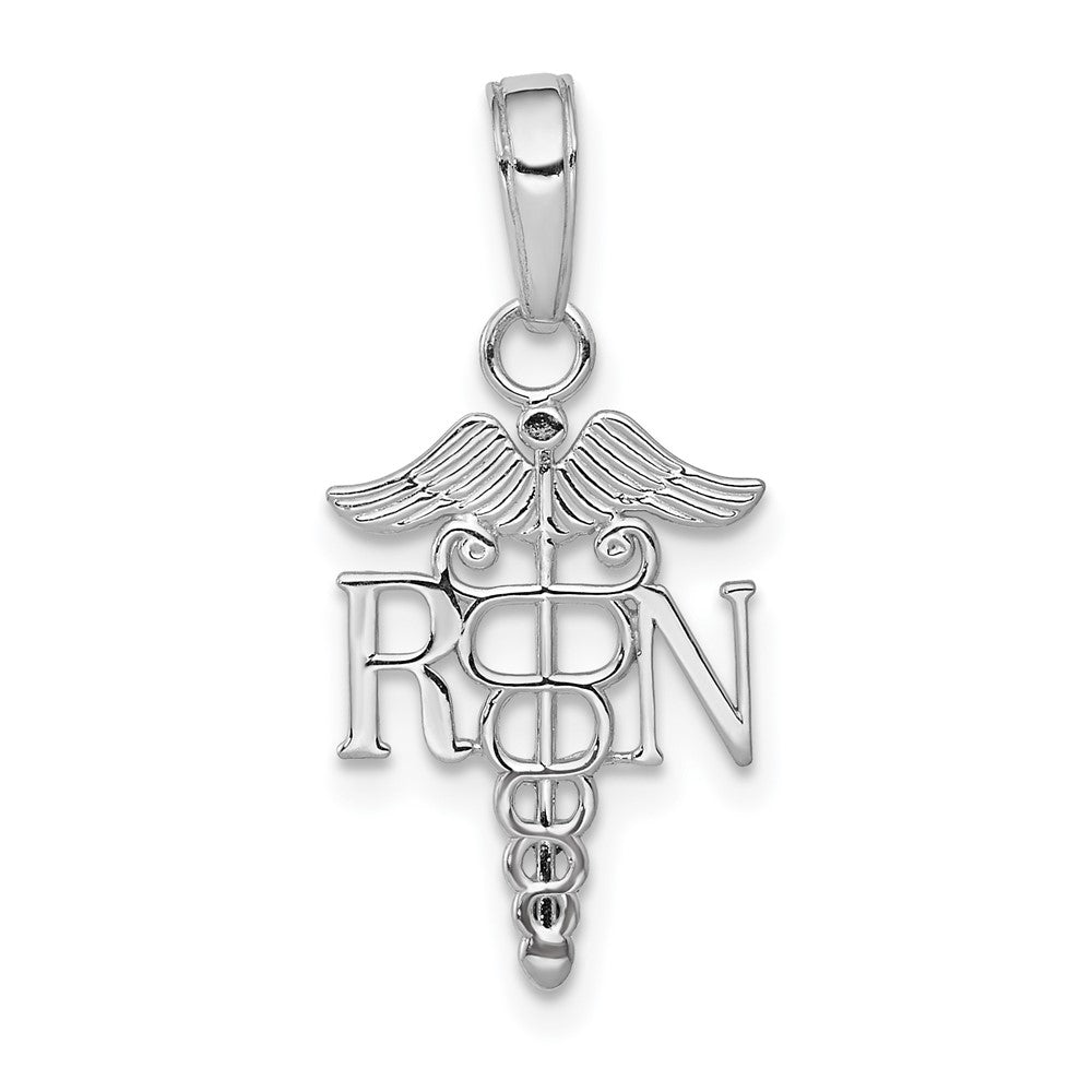 10K White Gold RN Caduceus Pendant-10K9575W
