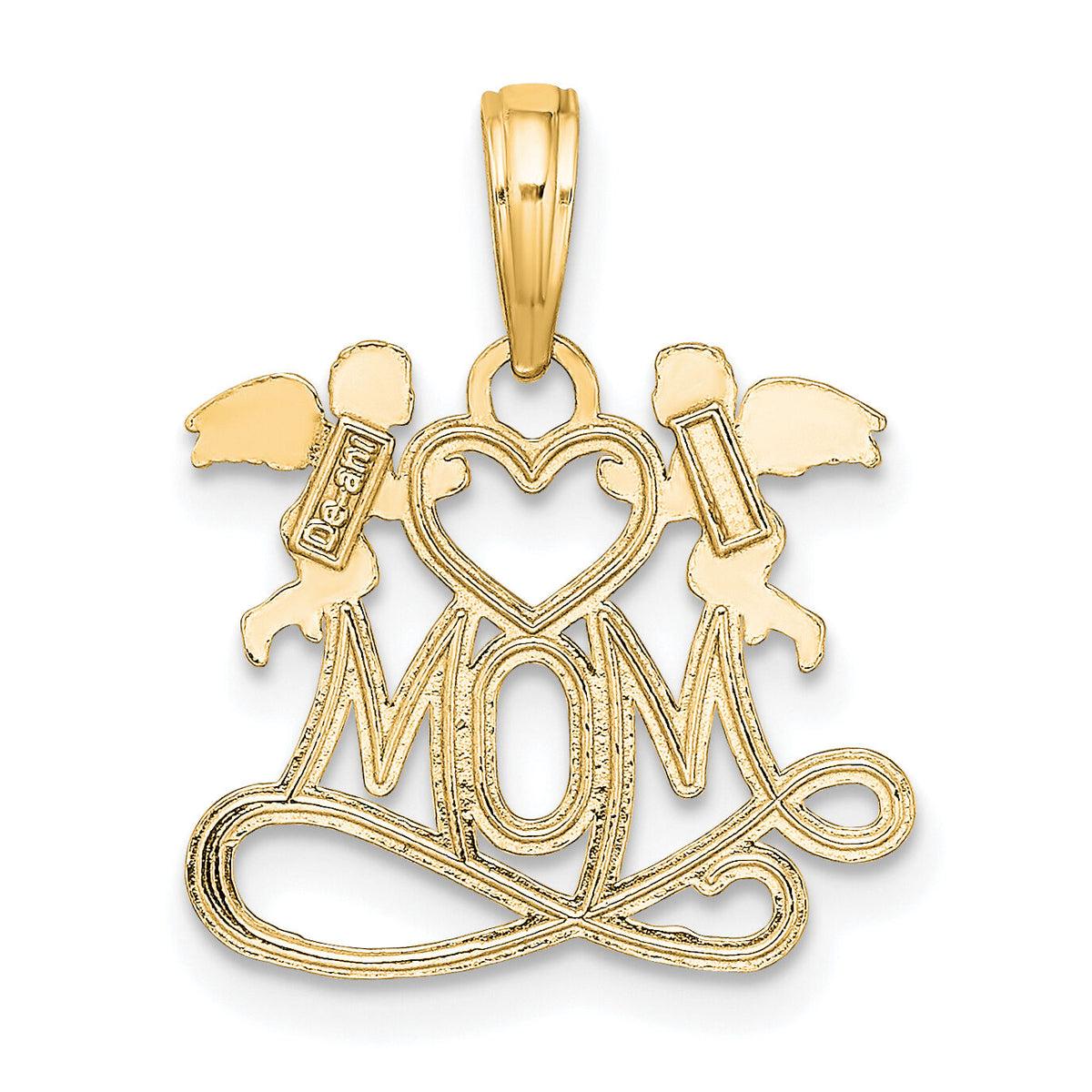 10K Polished MOM w/Heart and Angels Pendant-10K9577