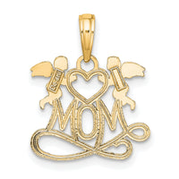 10K Polished MOM w/Heart and Angels Pendant-10K9577