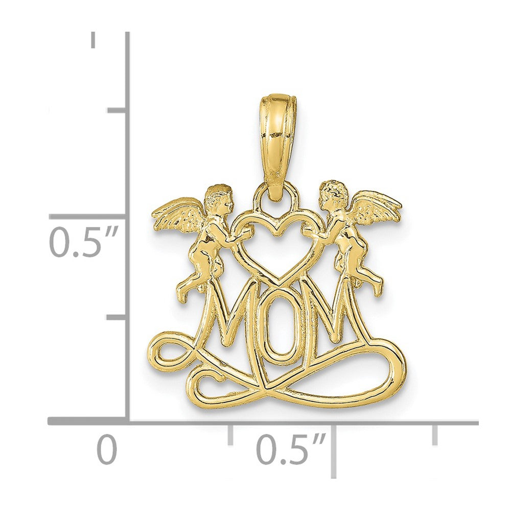 10K Polished MOM w/Heart and Angels Pendant-10K9577