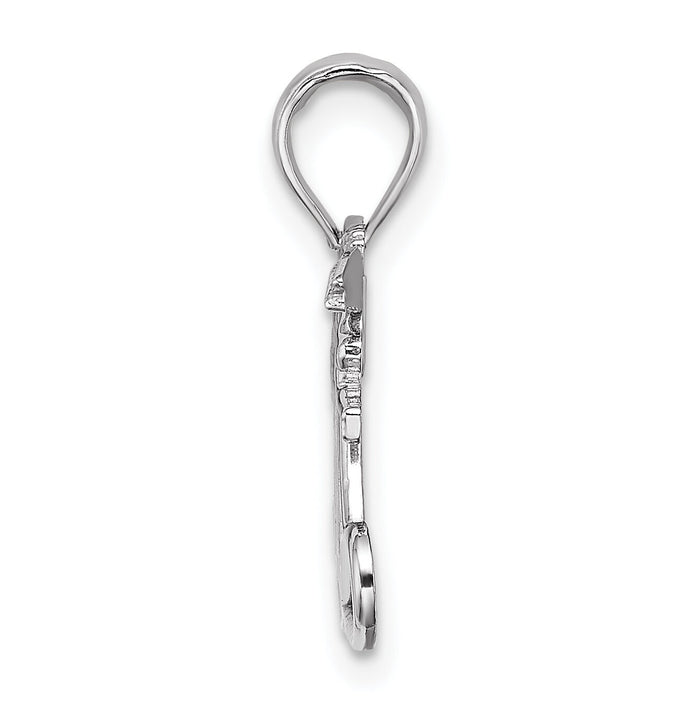 10k White Gold Polished MOM w/Heart and Angels Pendant-10K9577W