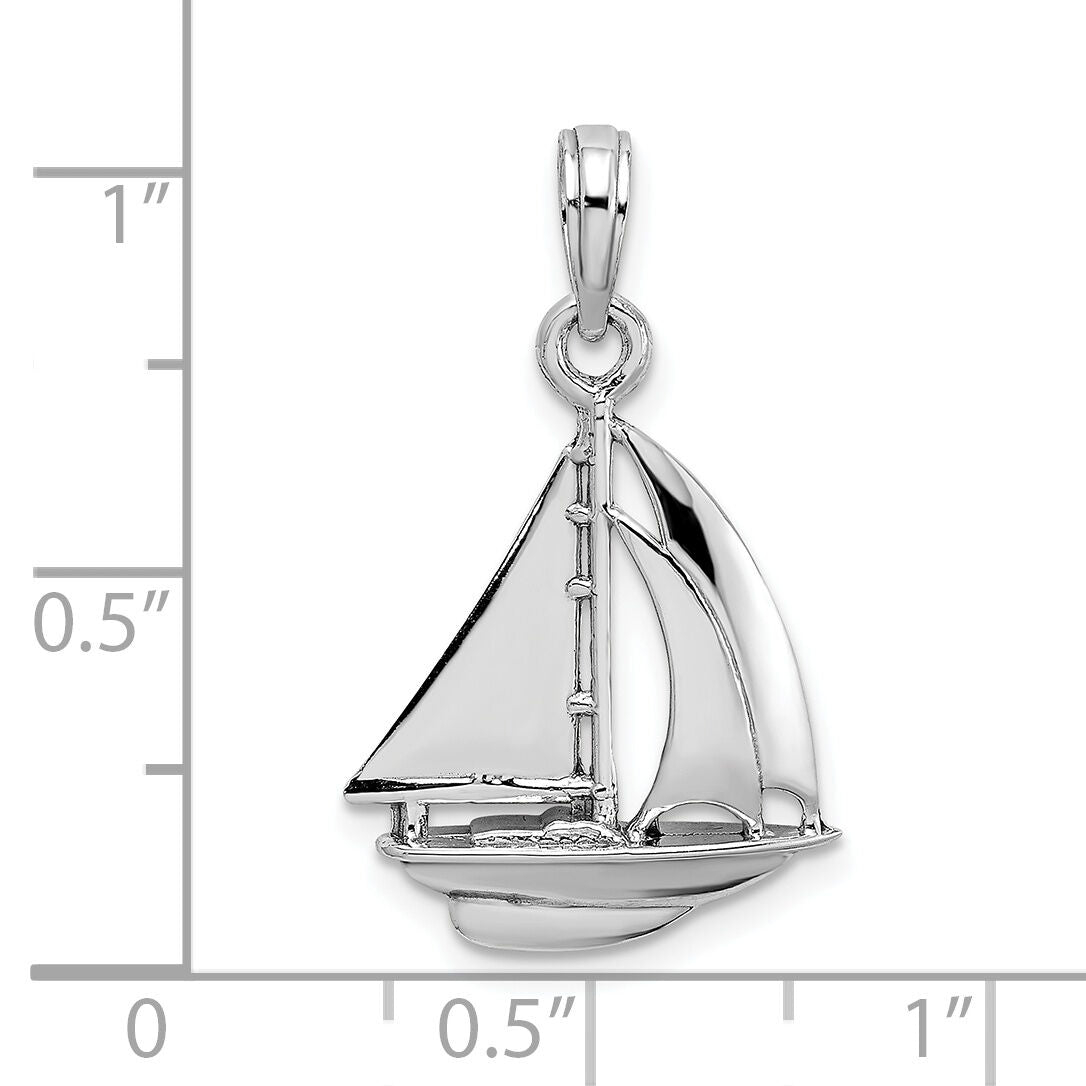 10K White Gold Polished Sailboat Charm-10K9580W