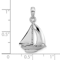 10K White Gold Polished Sailboat Charm-10K9580W