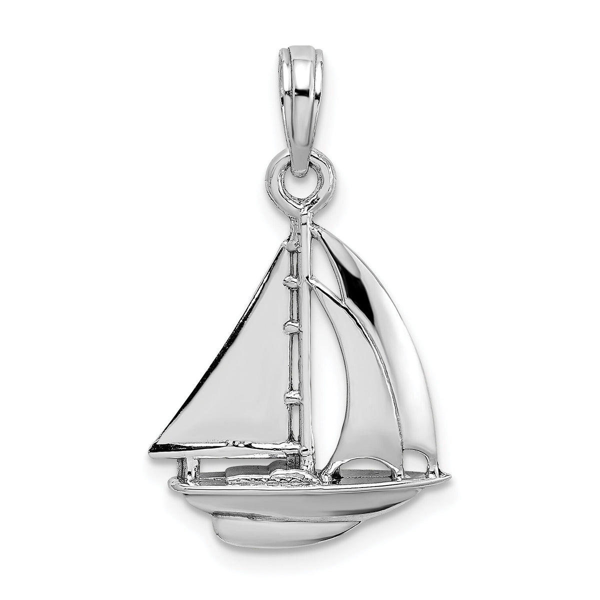 10K White Gold Polished Sailboat Charm-10K9580W