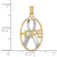 10K W/Rhodium HOPE Awareness Ribbon Pendant-10K9586