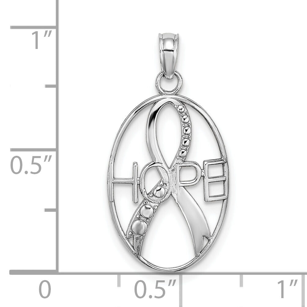 10K White Gold Textured HOPE w/Ribbon Charm-10K9586W