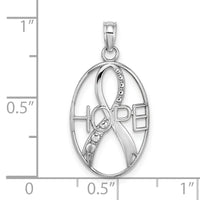 10K White Gold Textured HOPE w/Ribbon Charm-10K9586W