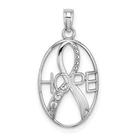 10K White Gold Textured HOPE w/Ribbon Charm-10K9586W