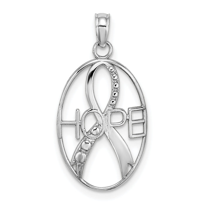 10K White Gold Textured HOPE w/Ribbon Charm-10K9586W
