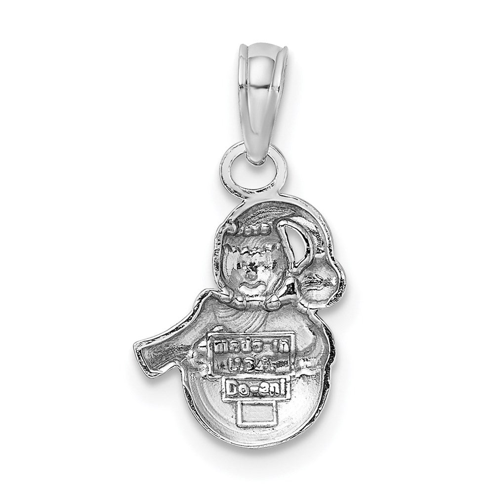 10k White Gold Snowman Pendant-10K9587W
