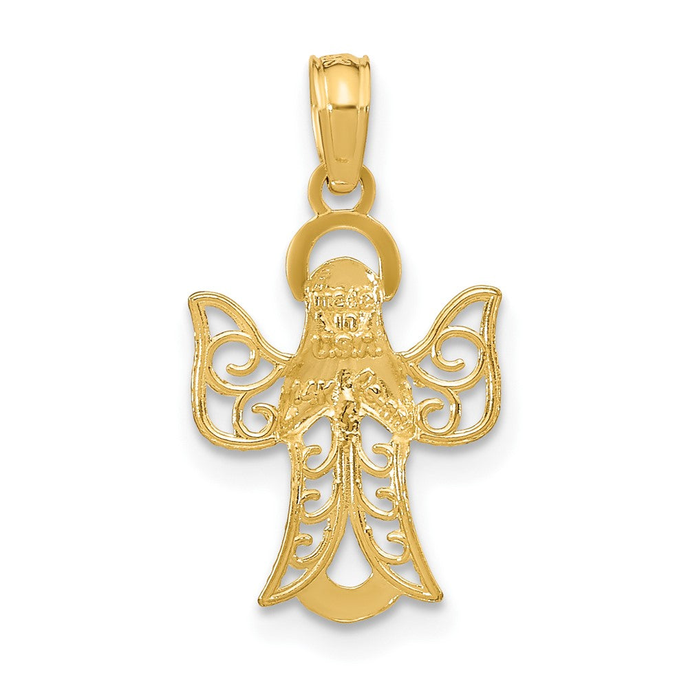 10K Angel W/Filigree Cut-Out Wings Charm-10K9592