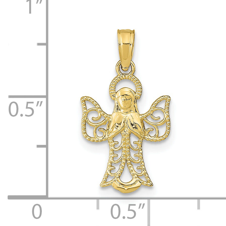 10K Angel W/Filigree Cut-Out Wings Charm-10K9592