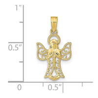 10K Angel W/Filigree Cut-Out Wings Charm-10K9592