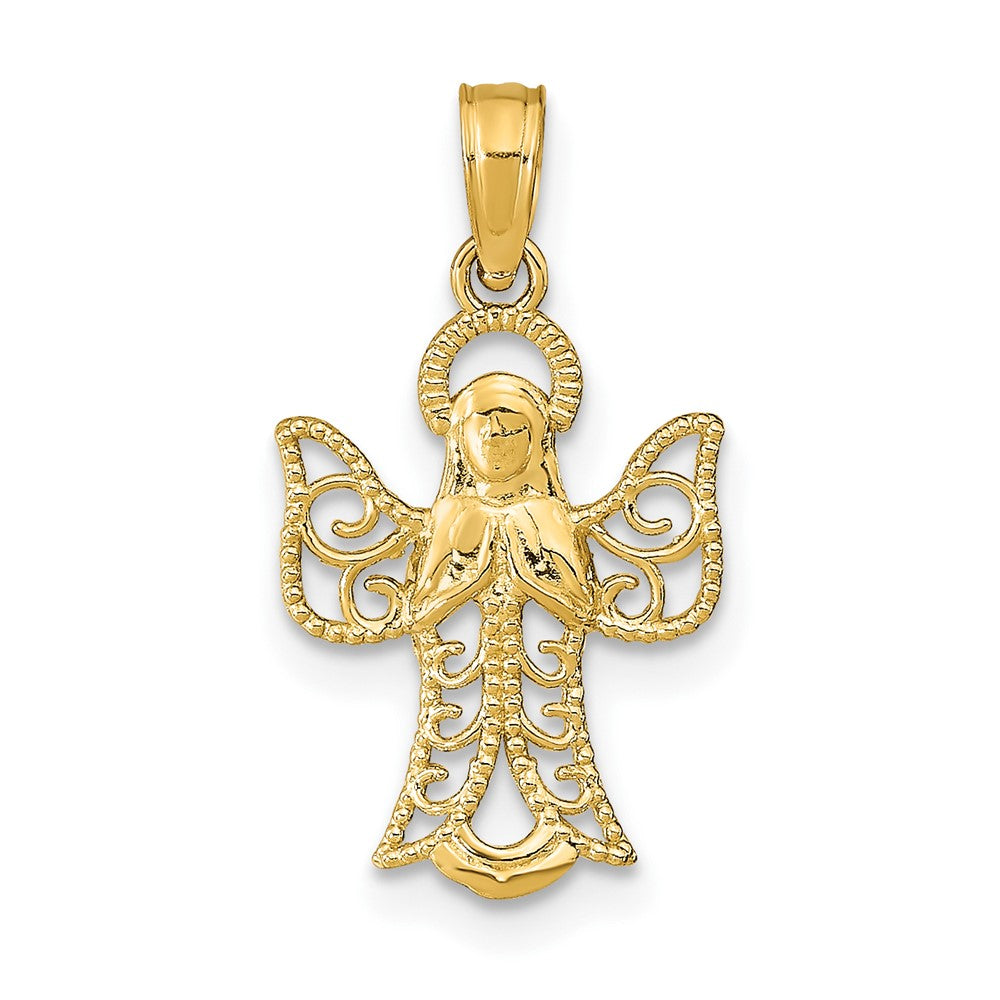 10K Angel W/Filigree Cut-Out Wings Charm-10K9592