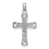 10k White Gold Fancy Cross Pendant-10K9593W