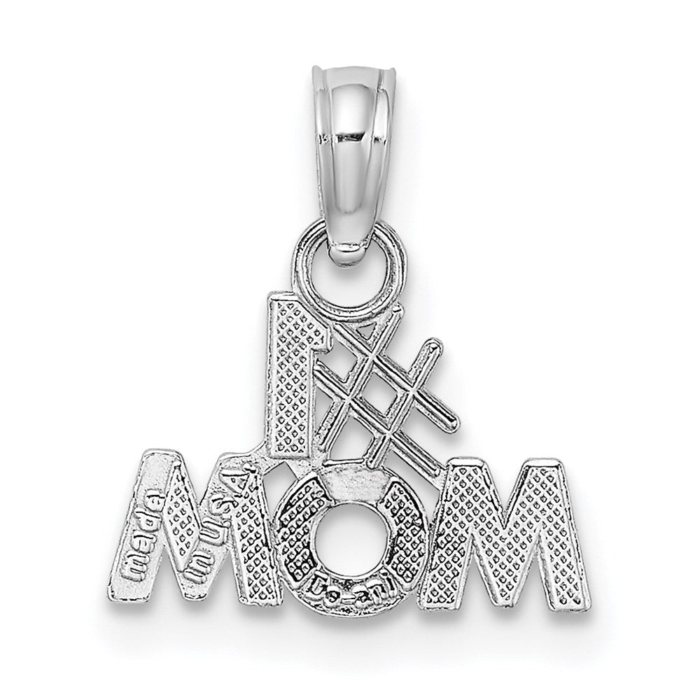 10k White Gold Polished #1 MOM Pendant-10K9595W