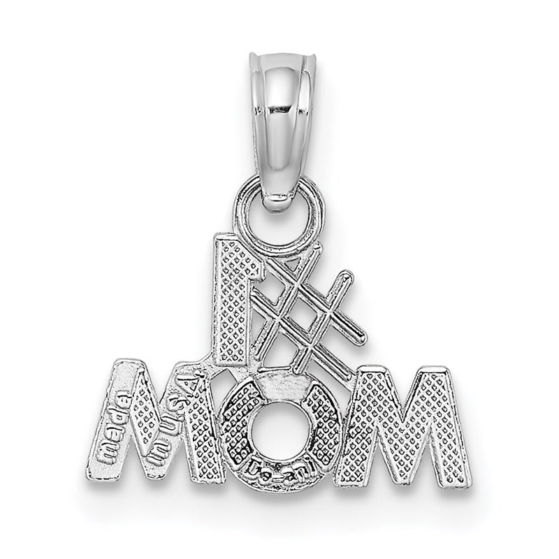 10k White Gold Polished #1 MOM Pendant-10K9595W