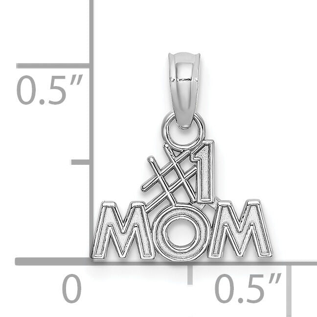 10k White Gold Polished #1 MOM Pendant-10K9595W