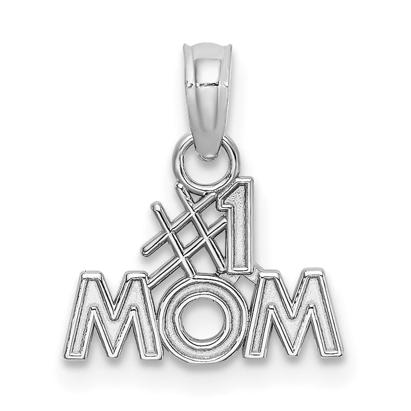 10k White Gold Polished #1 MOM Pendant-10K9595W