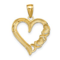 10K Polished Heart and X Pendant-10K9596