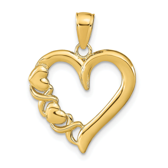 10K Polished Heart and X Pendant-10K9596
