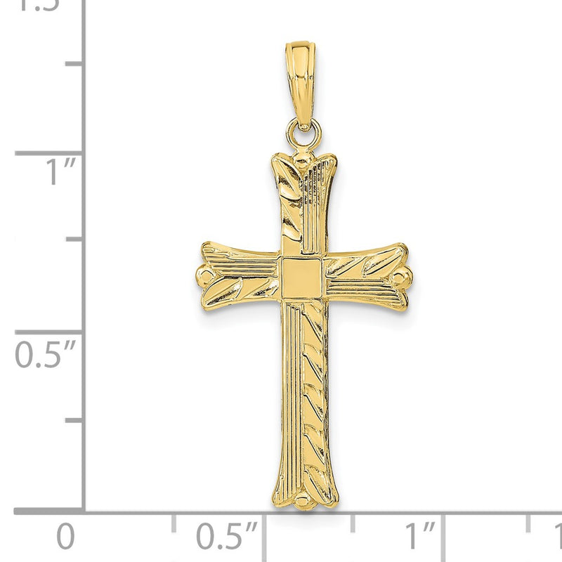 10K Textured w/Square Center Cross Pendant-10K9603