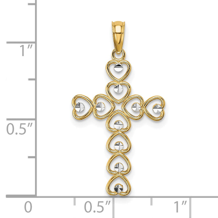 10K w/ Rhodium Hearts/Cross Pendant-10K9633