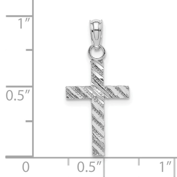 10k White Gold D/C Cross Pendant-10K9640W