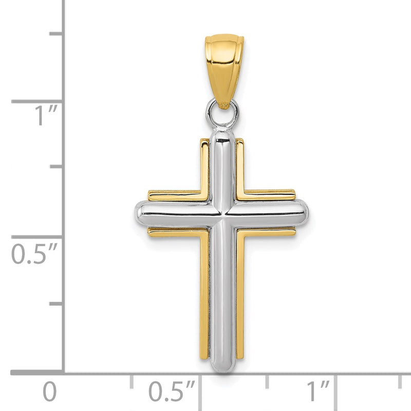 10k Two-tone Polished Cross Pendant-10K9671