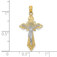 10K Two-tone D/C Crucifix Pendant-10K9674
