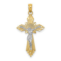 10K Two-tone D/C Crucifix Pendant-10K9674
