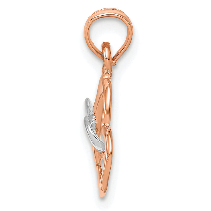 10K Two-tone Polished Intertwined Double Heart Pendant-10K9681