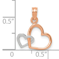 10K Two-tone Polished Intertwined Double Heart Pendant-10K9681