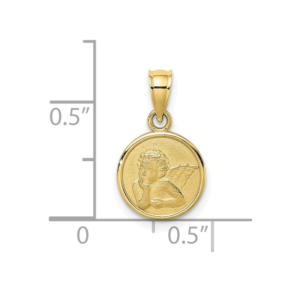 10k 10mm Engraved Angel Coin Charm-10K9687